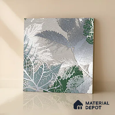 Floral Wall Tile TL 07248 Plana 8001 GLM (Silver) 1 ft x 1 ft Ceramic Matte Finish - 9 mm  | 2 mm Spacer is Mandatory | Please Expect a Slight Variation of Pattern (Sample)